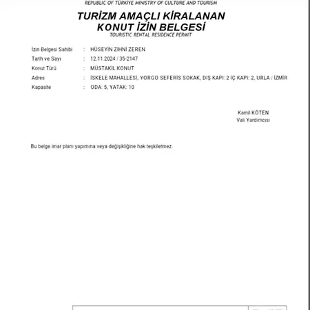 Villa Five Bedroom Living, Triplex With Big Private Garden, Fifty Meters To Sea In Urla, Sleeps Twelve, Three Baths